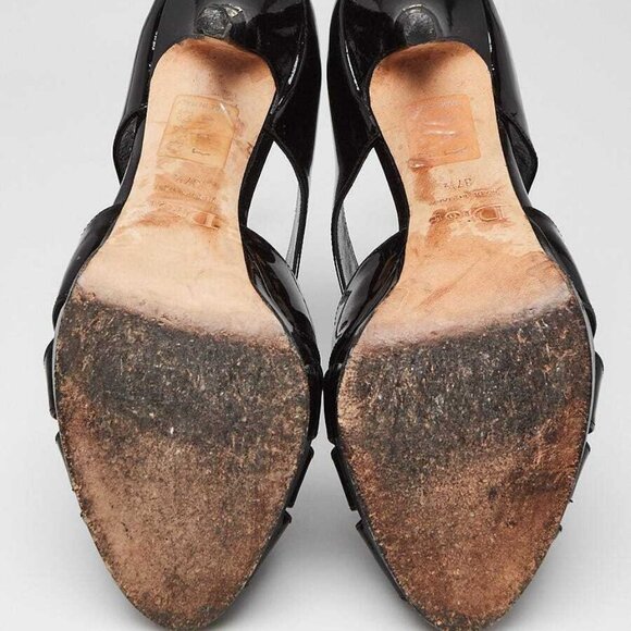 Christian Dior Black Patent Leather Cut Out Lace Up Pumps Size 7/37.5 - Picture 3 of 4